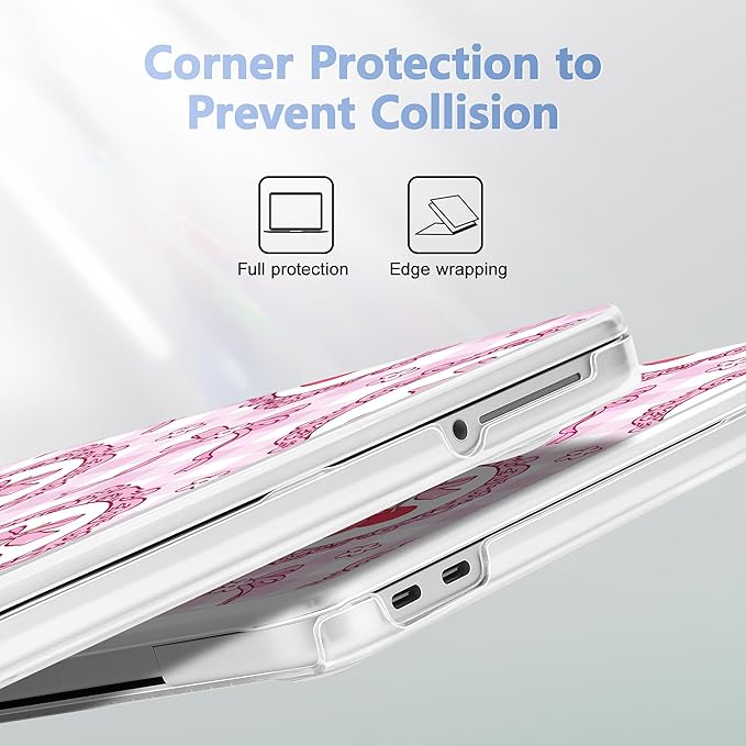 Case for 2026 MacBook Neo 13-inch Laptop with Liquid Retina Display, Release Model A3404, Sturdy Plastic Hard Shell Case + Keyboard Cover + Trackpad Film + Dust Plug, Cherry Bows & Checkered