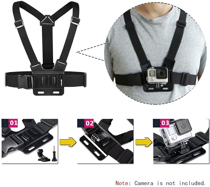 Chest Harness Mount Strap Compatible with Gopro Hero 13 12 11 10 9 8 7,AKASO EK7000 Brave 4 7,DJI Osmo,ODDV,Dragon Touch,WOLFANG,Camlance,Icefox Action Camera Accessories,Adjustable Chesty Body Mount