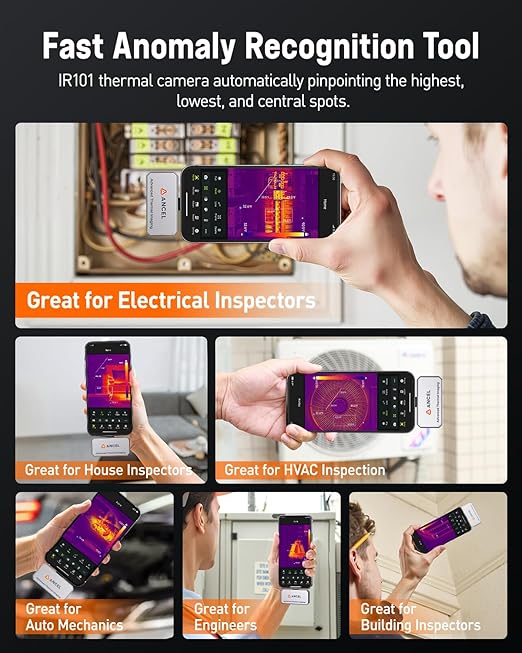 ANCEL IR101 Thermal Camera with Extension Convert Cable – Light*ning to Type-C Port Adapter Compatible with iPhone iOS Devices(for iPhone 15 16 and Obove)