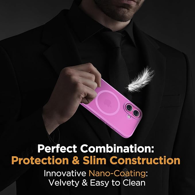Miracase Magnetic Series for iPhone 16 Case [Compatible with MagSafe] Military-Grade Protection, Anti-Fingerprint, Slim Phone Case for iPhone 16 6.1 inch - Lilac Pink