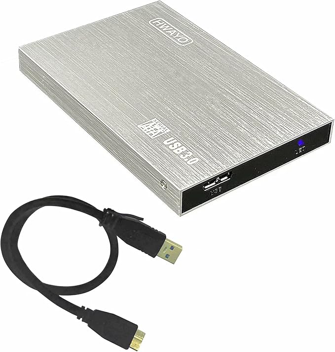 HWAYO 2.5'' HDD 1TB Ultra Slim Portable External Hard Drive USB3.0 Storage for Xbox One Console, PC, Laptop, MacBook (Silver)