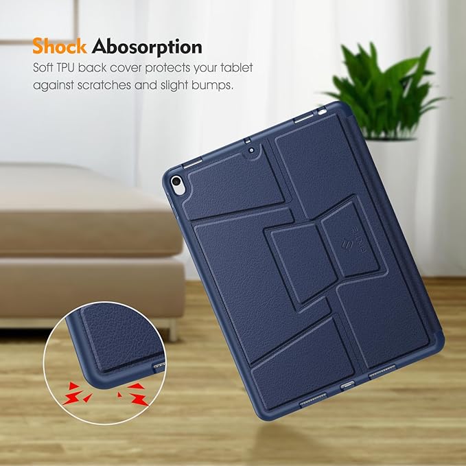 Fintie Magnetic Stand Case for iPad Air 10.5" (3rd Generation) 2019 / iPad Pro 10.5" 2017, Multi-Angle Viewing Rugged Soft TPU Back Cover with Pencil Holder, Auto Wake/Sleep (Navy)