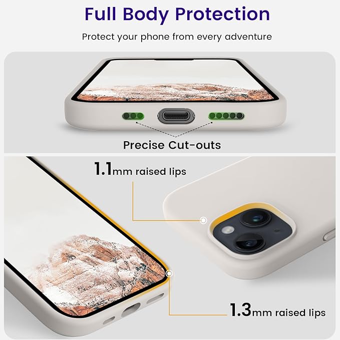 OTOFLY Compatible with iPhone 15 Case, Silicone Shockproof Slim Thin Phone Case for iPhone 15 (6.1 inch),(Stone)