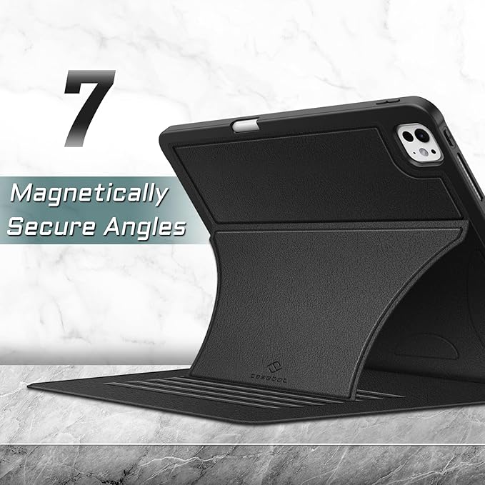 Fintie Magnetic Stand Case for iPad Pro 13-inch (M5) 2025 / (M4) 2024 - Multiple Angles Shockproof Rugged Soft TPU Cover with Pencil Holder, Auto Sleep/Wake, Black