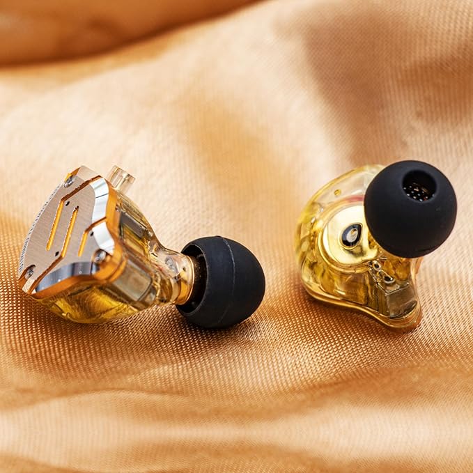Linsoul KZ ZS10 Pro, 4BA+1DD 5 Driver in Ear Monitor, HiFi Wired Earbuds, Gaming Earbuds, Hybrid IEM Earphones with Stainless Steel Faceplate, Detachable Cable for Musician(with Mic, Glare Yellow)