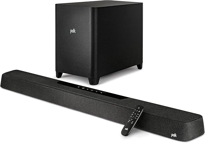 Polk Audio MagniFi Max AX 5.1.2 Channel Sound Bar with 10" Wireless Subwoofer, Dolby Atmos and DTS:X Certified, Polk's Patented VoiceAdjust & SDA Technologies, TV Speakers, Easy Setup, Black