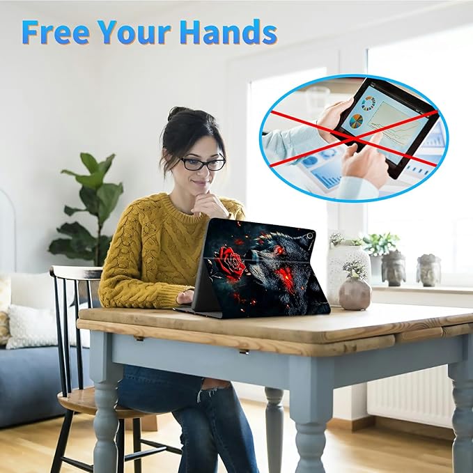 for Amazon Kindle Fire HD 10 (9th/7th/5th Generation, 2019/2017/2015 Release) 10.1" Tablet Case, Slim Kickstand Stand Leather Smart Cover with Auto Wake/Sleep, Green Sky Cat