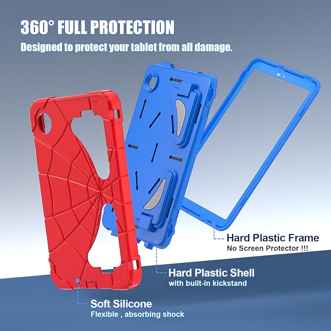 AKABEILA Compatible with Samsung Galaxy Tab A11+ 2025 11 inch Tablet Case，Lightweight Shockproof Rugged Protective Cover with Kickstand for Kids Children Boys Babies Red Blue