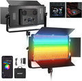 NEEWER 105W RGB LED Panel Video Light Kit with Barn Doors, 1200 LEDs 31500Lux/0.5m 2500K-10000K CRI96+/TLCI97+ Dimmable, APP/2.4G/Panel/DMX Control, Studio Photography Video Recording Lighting, AP100C