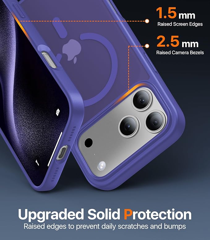 Magnetic for iPhone 17 Pro Case,[Anti-Slip][Compatible with MagSafe][Military Grade Drop Protection] Shockproof Protective Translucent Matte Phone Case for iPhone 17 Pro Case,Cobalt Blue