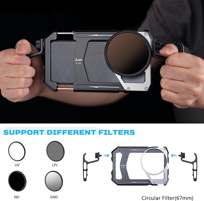 Universal Smartphone Cage Photo Video Stabilizer with Handles 67mm Filter Adapter for iPhone 17 16 15 14 for Samsung for Pixel and Other Android Phones for Phone Vlog Live Stream Video Recording