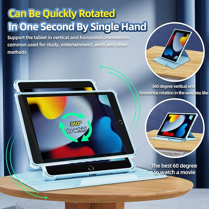 Smart Rotating Case for iPad 9th/8th/7th Generation 10.2" (2021/2020/2019), Techcircle Hybrid TPU+PC Magnetic Cover Soft Bumper [Corner Protection] Slim Folio Shockproof Protective Case-Midnight Green