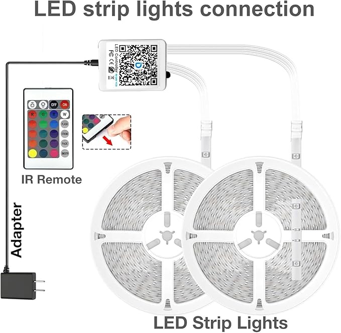 DAYBETTER Led Lights for Bedroom 150 ft (2 Rolls of 75ft), LED Lights with App Voice Control Remote, RGB Music Sync Color Changing Lights, Kitchen, Party,Home Decoration