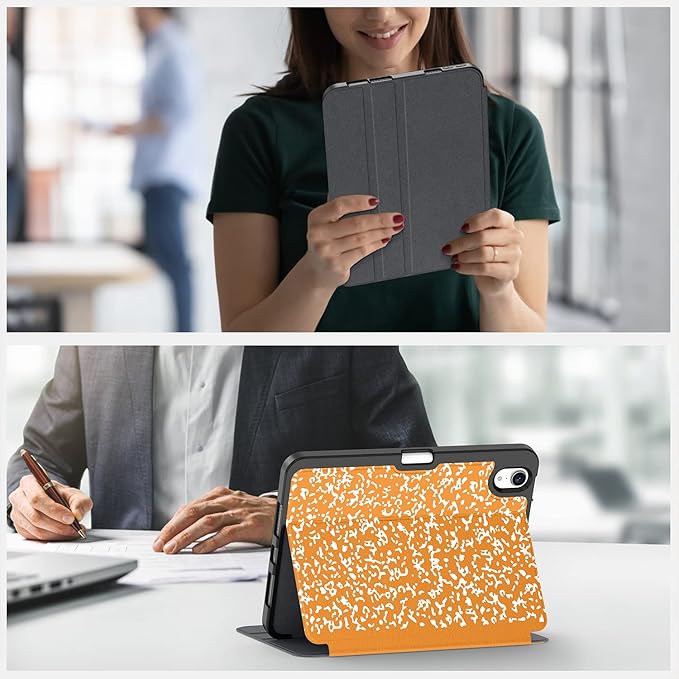 Supveco Case for iPad mini 7 (A17 Pro) 2024/iPad Mini 6 2021 8.3 Inch with Pencil Holder-[Auto Wake/Sleep],Slim Protective Case with Soft TPU Back Cover for iPad mini 7th/6th Generation(Citrus)