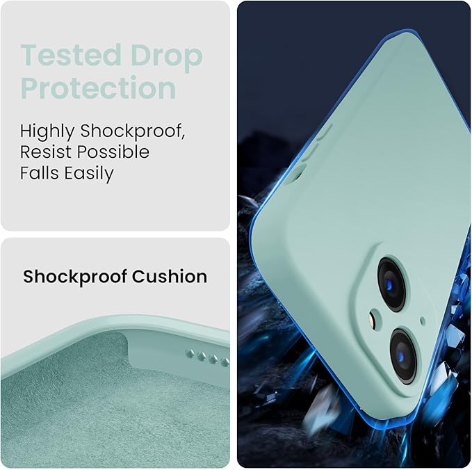 FireNova Designed for iPhone 15 Case, Silicone Upgraded [Camera Protection] Phone Case, Soft Anti-Scratch Microfiber Lining Inside, 6.1 inch, Mint Green