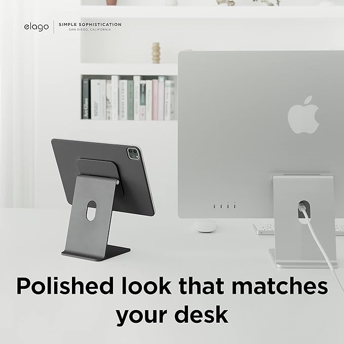 elago Premium iPad Magnetic Stand Designed for iPad Pro 12.9"(5th,4th Gen), 11"(3rd,2nd Gen), Air 10.9"(5th,4th Gen), Mini 8.3"(6th Gen, A17 Pro), 10.9"(10th Gen) [Dark Grey]