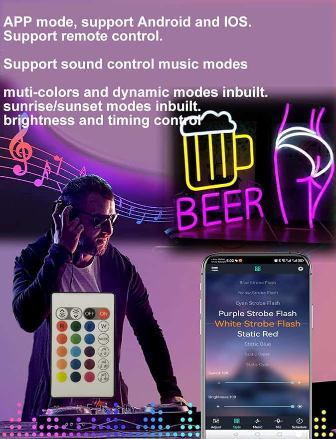 16.4ft LED Neon Rope Lights, 12V RGB Color Changing Strip Lights with APP & Remote Control, IP67 Waterproof Music Sync Light Strip for Bedroom, Gaming Room, Outdoor, Party Decor