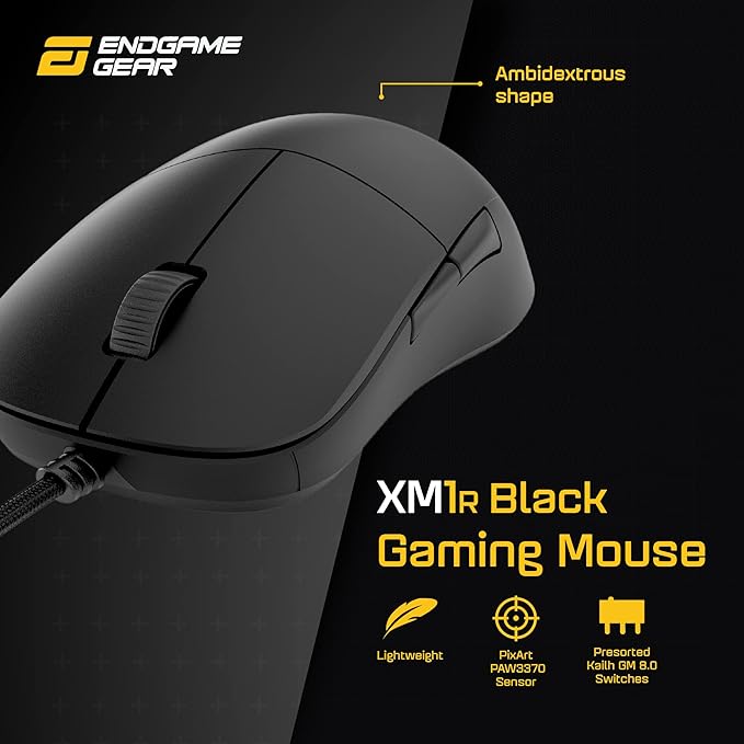 ENDGAME GEAR XM1r Gaming Mouse, Programmable Mouse with 5 Buttons and 19,000 DPI, Black