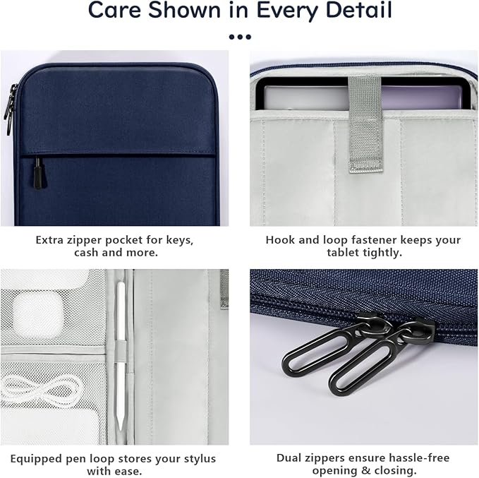 Dadanism 13 Inch Tablet Sleeve Padded Carrying Case for New iPad Air 13" M4/M3 2026/2025, iPad Pro 13" M5/M4 2025/2024, Galaxy Tab S10+/S9 FE+/S9+ 12.4", Remarkable Paper Pro 11.8", Indigo