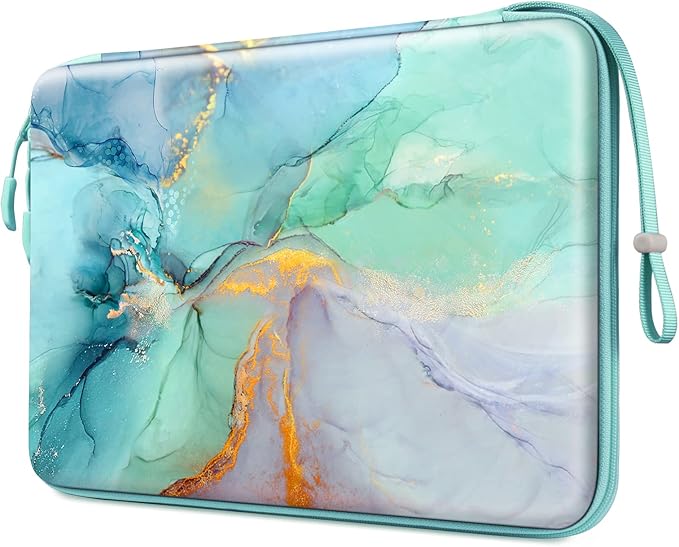 FINPAC Hard Laptop Sleeve Case for 13 inch MacBook Air 2026 M5/M4/M3/M2/M1, MacBook Neo A18 Pro,14 inch MacBook Pro 2026 M5/M4/M3/M2 Pro/Max, Waterproof Case for Dell, Surface Laptop, Emerald Marble