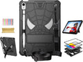 Dteck for iPad Air (3rd Generation) 2019/iPad Pro (2017 Release) Hard Shell Case 10.5" with Kickstand, Shoulder Strap/Screen Protector Film/Stylus Included, Shockproof Cute Spider Kid's Cover, Black