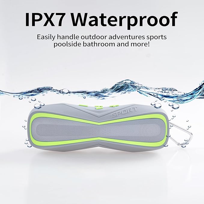 Bluetooth Speaker IPX7 Waterproof, Outdoor Portable Speakers Wireless BT5.3/AUX/TF Card, Extra Long Playtime, Shower Speaker for Home Travel Swimming Pool Party Beach Pool Sports Men Gift
