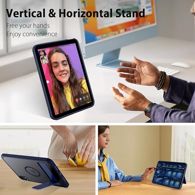 GUAGUA for iPad mini 7 Case 2024 (A17 Pro), Magnetic Mini 7th/6th Generation Cases with Stand(2024/2021) with Pencil Holder Slim Protective Kickstand Tablet Case for iPad mini 7th/6th 8.3'', Blue