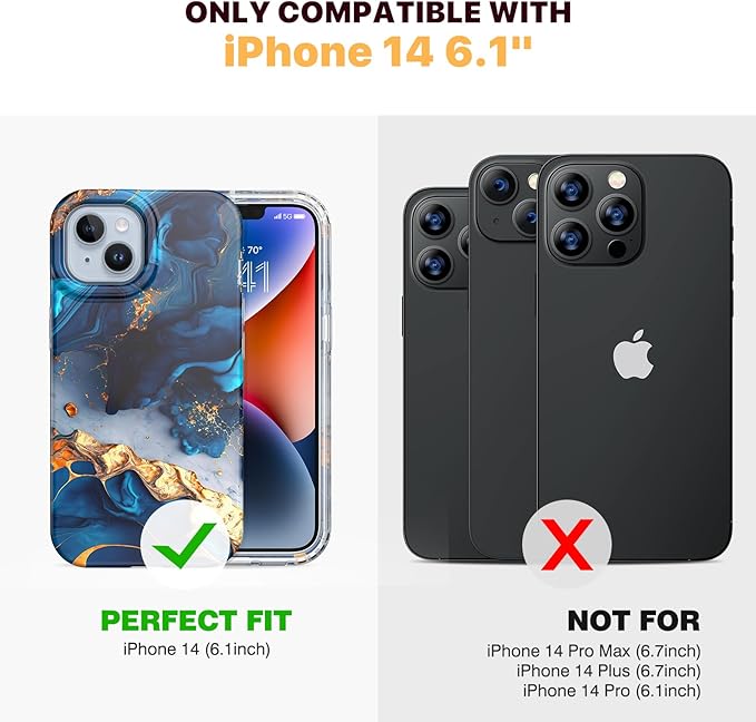 Diaclara Designed for iPhone 14 Case, Full Body Rugged Case with Built-in Touch Sensitive Anti-Scratch Screen Protector, with Camera Lens Protector for iPhone 14 6.1" (Water Blue)