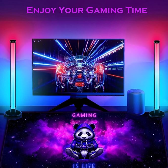Blacklight Gaming Mouse Pad – UV Reactive Neon Panda Gamer Design, Glow in The Dark RGB Desk Mat, Smooth Precision Surface with Non-Slip Rubber Base for PC & Console Gaming - 31.5" x 11.8"