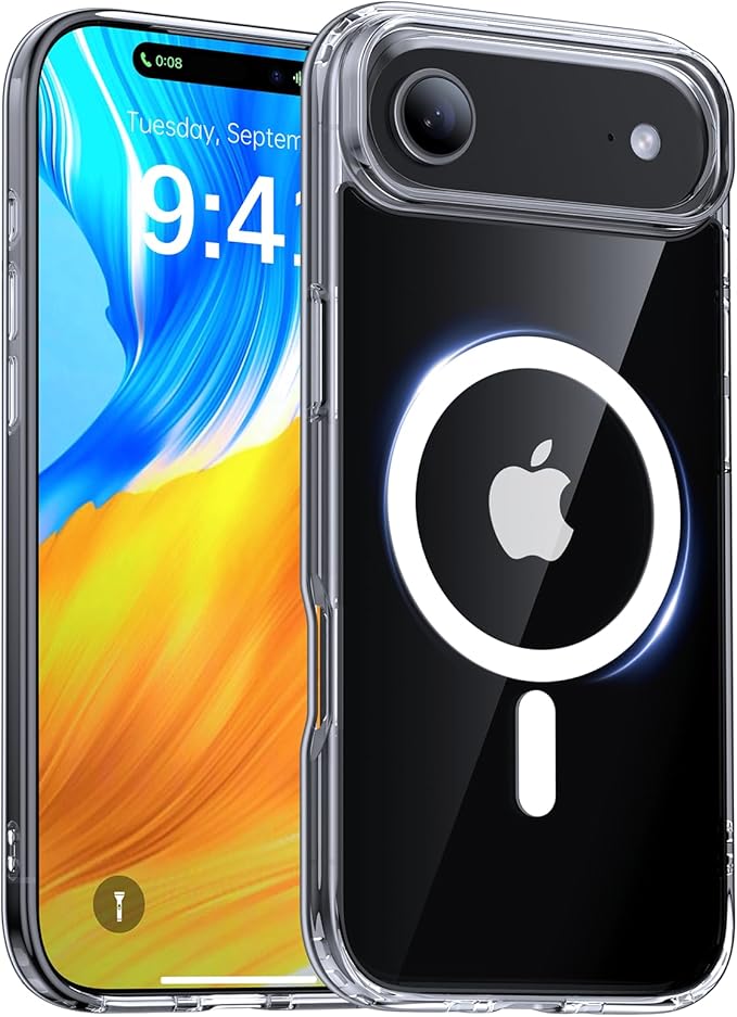 Magnetic for iPhone Air Case 2025,[Anti-Slip][Compatible with MagSafe][Military Grade Drop Protection] Shockproof Protective Translucent Matte Phone Case for iPhone 17 Air Case,Clear
