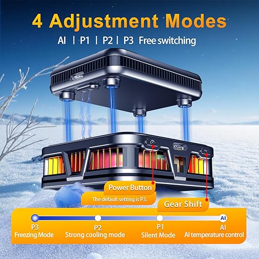 Magnetic Phone Cooler with Battery,Rechargeable Wireless Cooling Fan for iPhone/iPad,Phone Cooling Case Radiator Heatsink with RGB LED for iPhone MagSafe Series/Samsung/Android