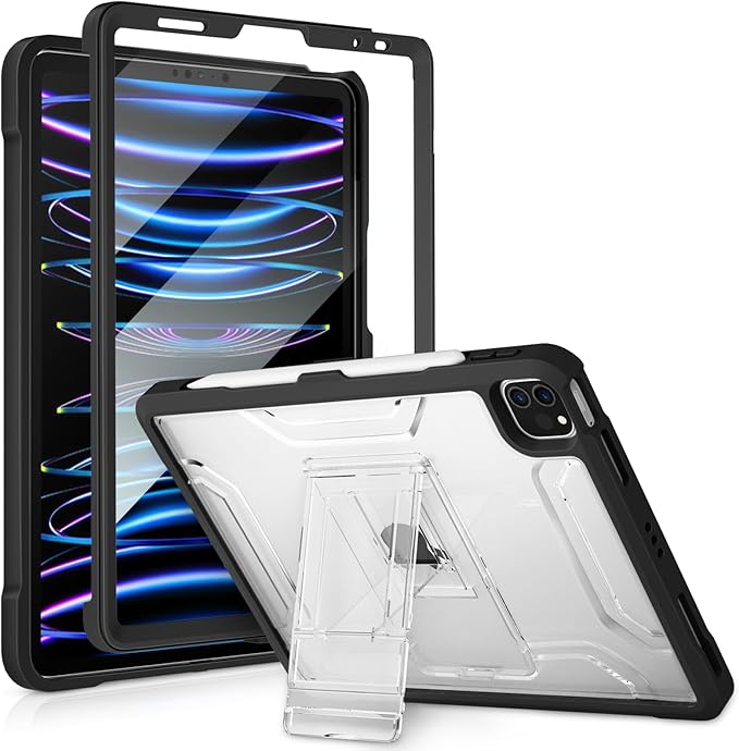 VIKESI for iPad Pro 11 inch Kickstand Case,TPU Shockproof Frame and Matte Frosted Back for iPad Pro 11-inch 4th / 3rd / 2nd /1st Generation (2022/2021/2020/2018 Released),Black