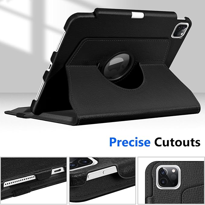 Fintie Rotating Case for iPad Pro 11-inch (4th / 3rd Generation) 2022/2021-360 Degree Swiveling Stand Cover w/Pencil Holder, Auto Sleep/Wake, Also Fit iPad Pro 11" 2nd/1st Gen, Black