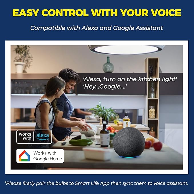 Lightinginside Smart Light Bulbs 60W Equivalent, WiFi Smart Bulb Compatible with Alexa/Google Assistant/Smart Life, A19 E26 RGBCW Color Changing, No Hub Required,2.4G WiFi, ETL Listed, 9W 800LM, 2PCS