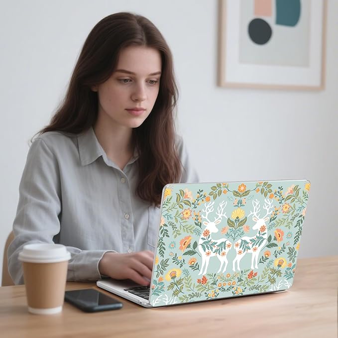 G JGOO Compatible with MacBook Air 13 inch Case 2026 2025-2022 M5 A3449 M4 A3240 M3 A3113 M2 A2681, Plastic Hard Shell for MacBook Air 13.6 inch Case + Keyboard Cover + Screen Protector, Deer