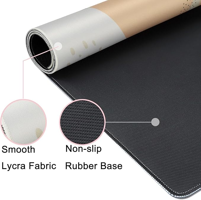 Large Gaming Mouse Pad with Coaster, Desk Matt for Desktop, Desk Pad, Mouse Pads Mat, Stitched Edges Big Extended Mousepad for Computer Keyboard Laptop Office Decor, 31.5'' x15.6''-Boho Style