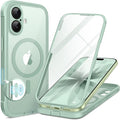 BERFY for iPhone 17 Case, Compatible with MagSafe, Built-in Glass Screen Protector, Camera Protection, Shockproof Full Body Phone case 6.3", Clear Green