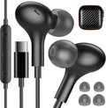 iMangoo for Apple USB C Wired Headphones, Hi-Fi Sound Corded Earbuds, Ergonomic Small in Ear Buds for iPhone 17 Pro Max/17e/16 Plus/16e/15, for Samsung S26/S25 Ultra/for Pixel Type C Earphones Black