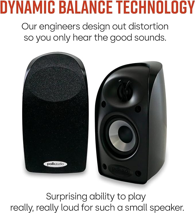 Polk Audio Blackstone TL1 Satellite Speaker (Single, Black) | PowerPort Technology, Hi-Gloss Finish | Compact Sound | Pair with TL Series for Complete Home Entertainment | Surround Sound Speaker