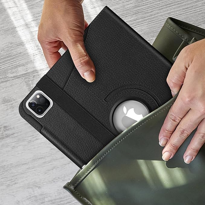 Fintie Rotating Case for iPad Pro 11-inch (4th / 3rd Generation) 2022/2021-360 Degree Swiveling Stand Cover w/Pencil Holder, Auto Sleep/Wake, Also Fit iPad Pro 11" 2nd/1st Gen, Black