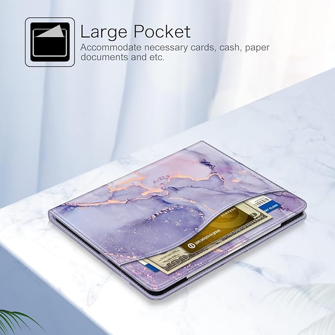 Fintie Folio Case for iPad Pro 12.9" 6th Generation 2022, Multi-Angle Smart Stand Cover w/Pencil Holder & Pocket, Also Fit iPad Pro 12.9 2021 5th & 2020 4th & 2018 3rd Gen, Lilac Marble
