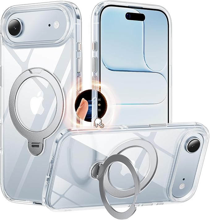360° Ring Stand for iPhone Air Case, Compatible with MagSafe, Military-Grade Protective,Anti-Yellowing, Scratch-Resistant Back Cover Phone Case for iPhone Air 6.5'', Clear