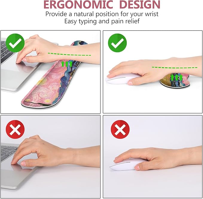 DINKY Desk Pad and Keyboard Wrist Rest, Large Mouse Pad +Keyboard Pad +Mouse Wrist Support +Coaster, 35.4 x 15.7 Inches Non-Slip Desk Mat for Office, Home, Pink Starry Sky Field