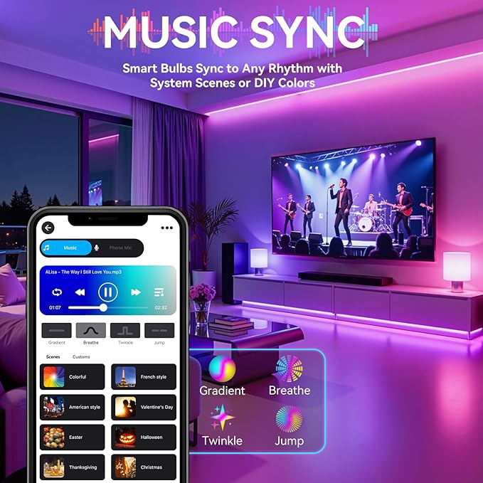 Auxmir Smart Light Bulbs with Remote, RGB+CCT Color LED Light Bulbs Work with Alexa & Google Home, Multiple Scene and Music Sync Light Bulb, A19 9W 800LM, WiFi Bluetooth 2.4GHz No Hub Required, 2-Pack