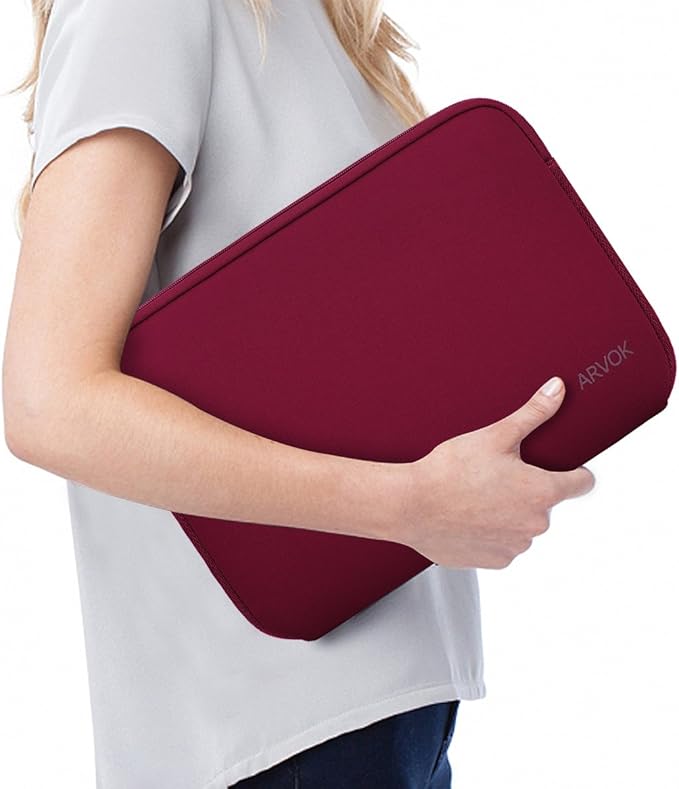 Arvok 11 11.6 12 Inch Laptop Sleeve Case for MacBook Air 12, Water-Resistant Neoprene Notebook Computer Tablet Sleeve, Carrying Bag Cover for Chromebook/HP/Dell/Lenovo/Asus/Acer, Wine Red