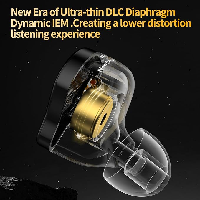 CCA CRA PRO in Ear Monitor Headphones, Ultra-Thin DLC Diaphragm Dynamic Driver Gaming Earbuds, Clear Sound & Deep Bass, IEMS for Singer Musicians Drummers DJ