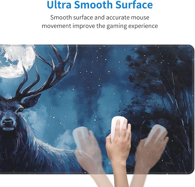 Deer Moon Mouse Pad Extended Large Gaming Mouse Pad XL Stitched Edges for Gamer Home Office 31.5 X 11.8 Inch