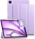 DTTO for iPad Air 13 Inch Case M4/M3/M2 2026/2025/2024, iPad Pro 12.9 Inch Case (6th/5th/4th/3rd Gen), Smart Slim Trifold Stand Soft Cover with Pencil Holder, Taro Purple