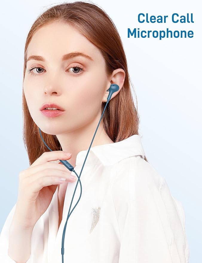 iMangoo for Apple MFi-Certified Headphones for Lightning Wired Earbuds Magnetic Ear Buds with HiFi Bass,3 Ear Tips Mic Corded Earphones for Gym, Commuting for iPhone 14 Plus 13 12 11 Pro Max Lake Blue