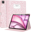 Supveco Case for iPad Air 13 Inch (M3) 2025/(M2) 2024 with Pencil Holder,Premium Folio Stand Case with Soft TPU Back Cover,and Auto Wake/Sleep-Pink